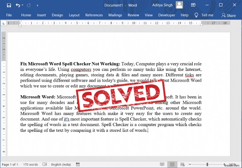 Microsoft Word でスペル チェックが機能しない問題を修正 