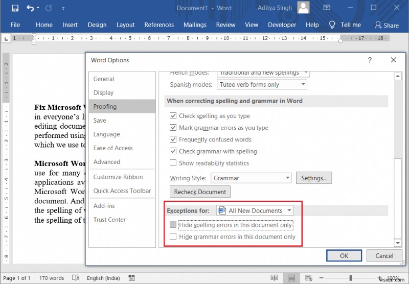 Microsoft Word でスペル チェックが機能しない問題を修正 