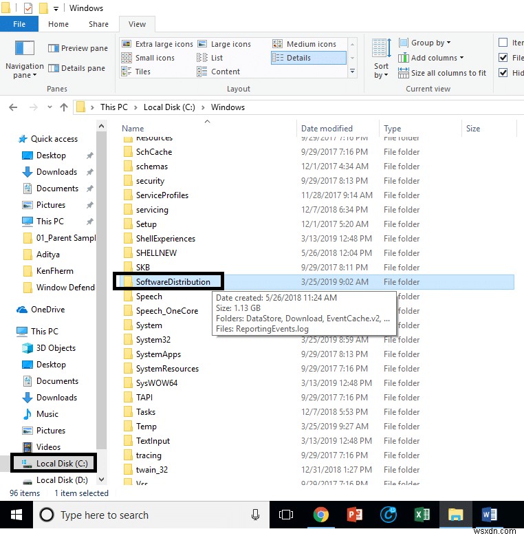 Windows 10でSoftwareDistributionフォルダーを削除する方法 