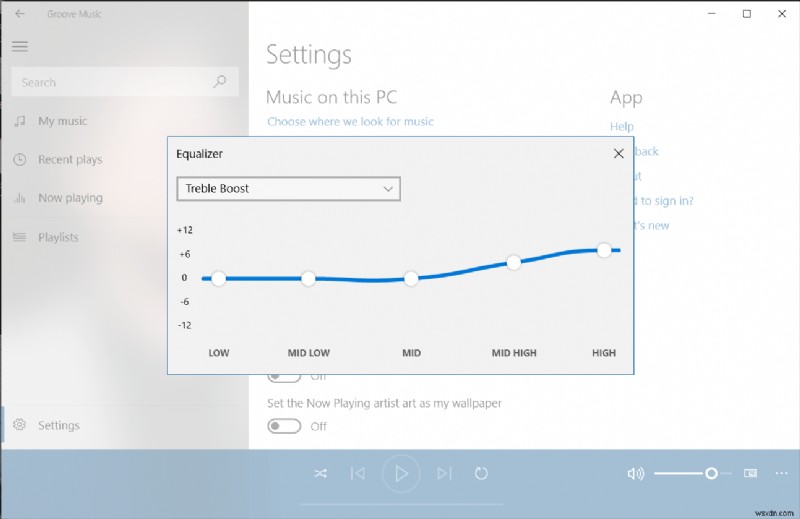 Windows 10 の Groove Music でイコライザーを使用する方法