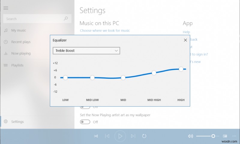 Windows 10 の Groove Music でイコライザーを使用する方法