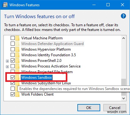 Windows 10 サンドボックス機能を有効または無効にする