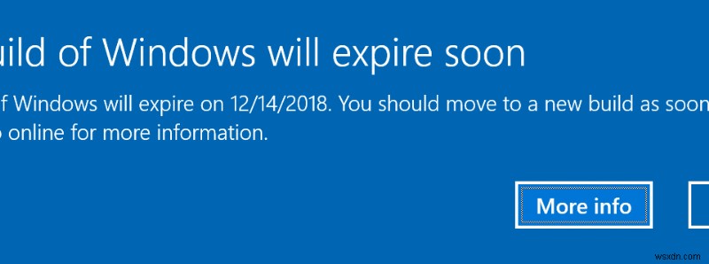 Windows のこのビルドが間もなく期限切れになる問題を修正