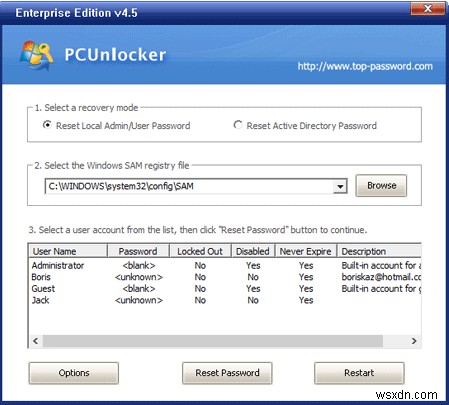 PCUnlockerでWindows 10の忘れたパスワードを回復する 