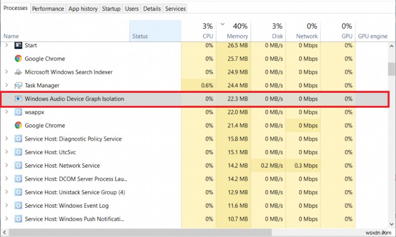 Windows Audio Device Graph Isolation の高い CPU 使用率を修正する