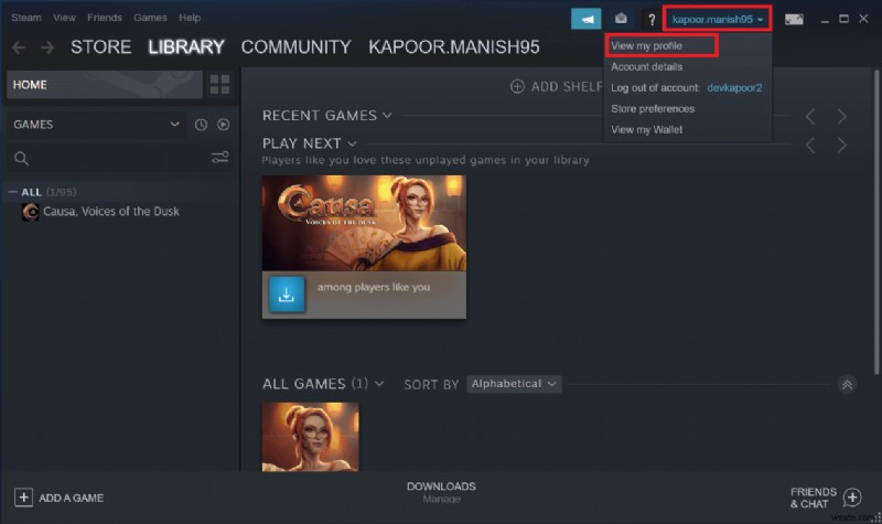 Steam アカウント名を変更する方法 