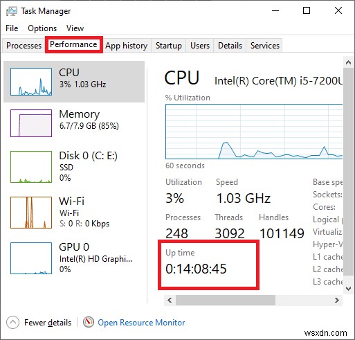Windows 10 でシステム稼働時間を確認する方法 