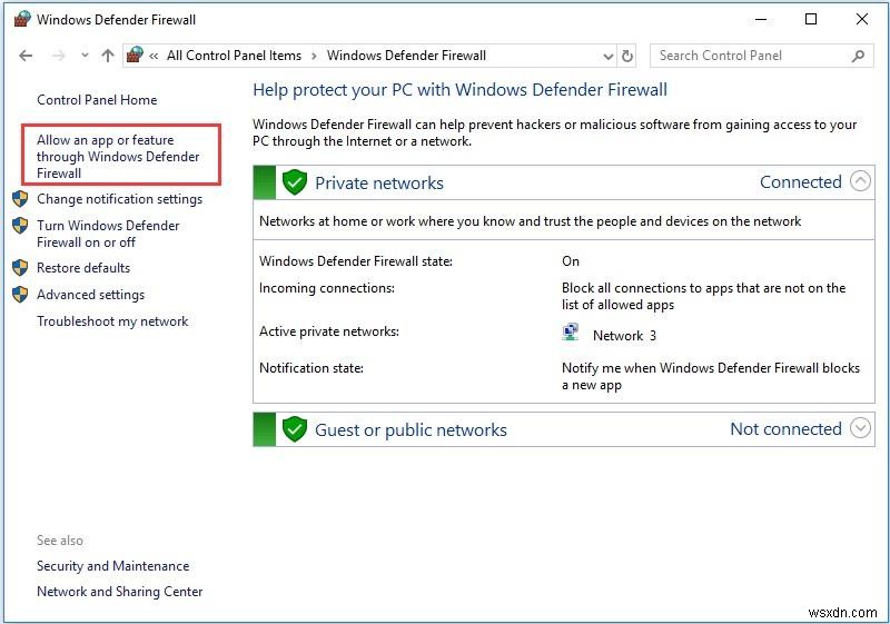 Windows Defender ファイアウォールでプログラムをブロックまたはブロック解除する方法