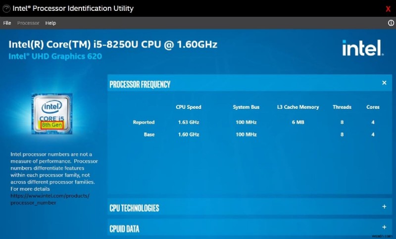 ラップトップの Intel プロセッサの世代を確認する方法