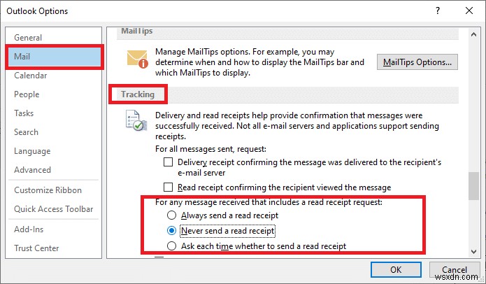 Outlook 電子メールの開封確認をオン/オフにする方法