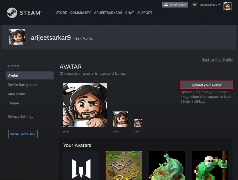 Steam プロフィール画像を変更する方法 