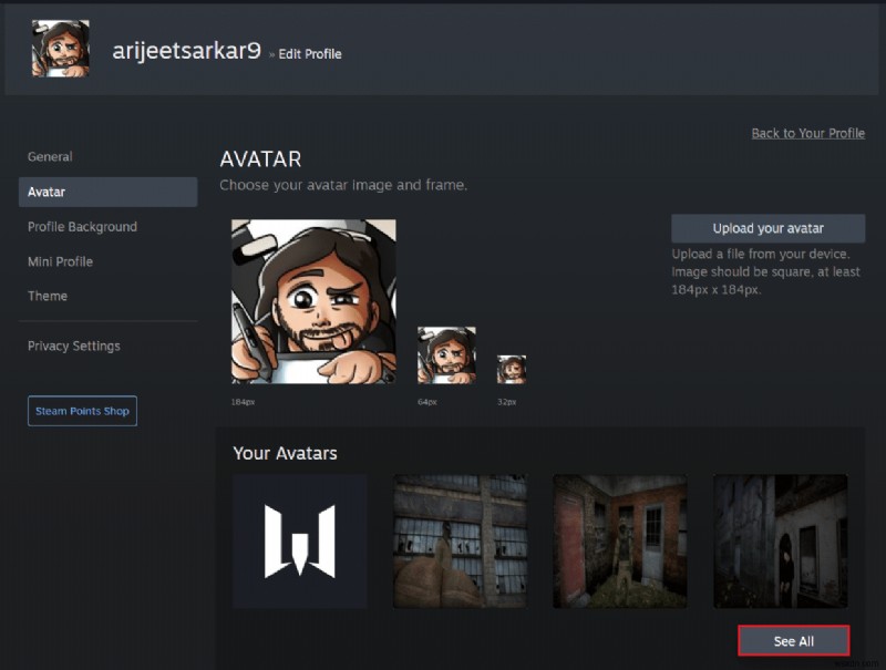 Steam プロフィール画像を変更する方法 