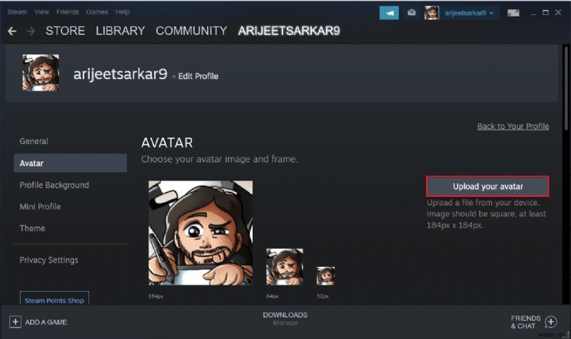 Steam プロフィール画像を変更する方法 