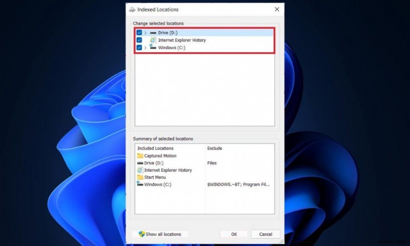 Windows 11 でインデックス作成オプションを構成する方法