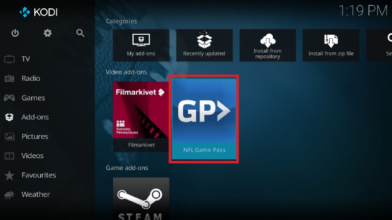 Kodi で NFL を視聴する方法
