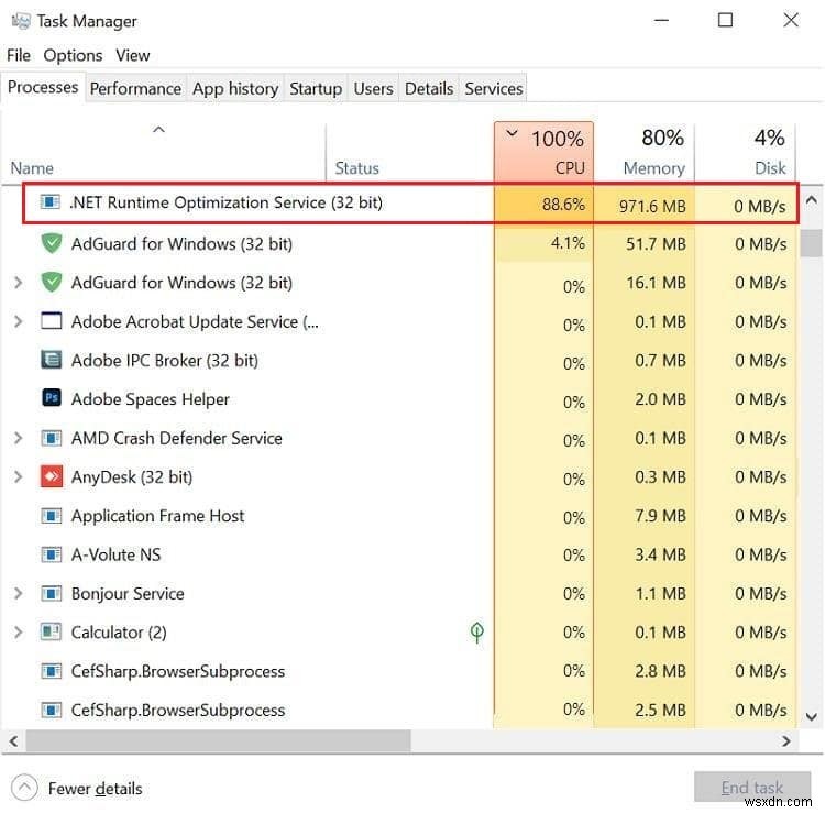 .NET ランタイム最適化サービスの高い CPU 使用率を修正 