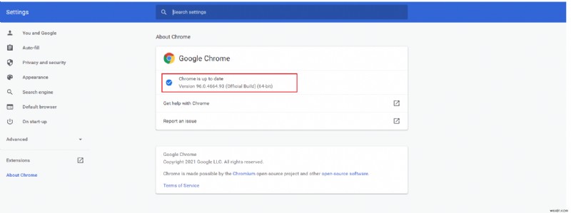 Google Chrome が更新されない問題を修正 