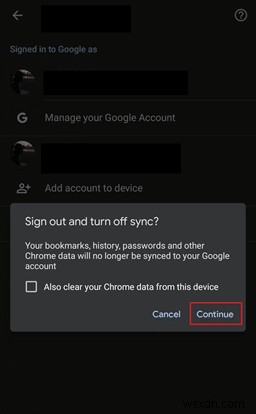 Chrome から Google アカウントを削除する方法