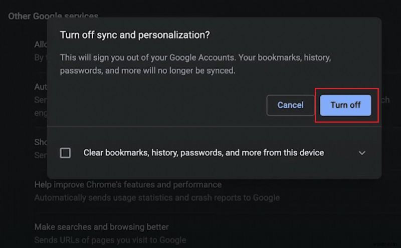 Chrome から Google アカウントを削除する方法