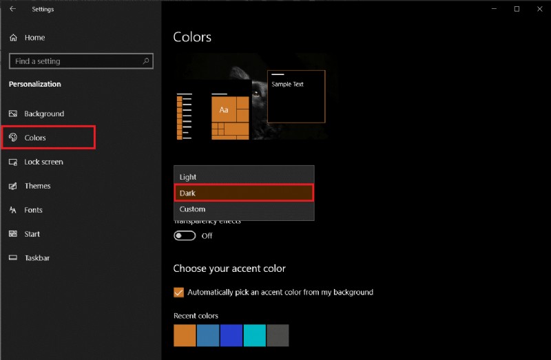 Windows 10でタスクバーの色を変更する方法 