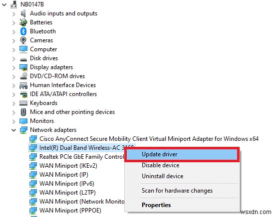 Windows 10 でネットワーク アダプター ドライバーを更新する方法 