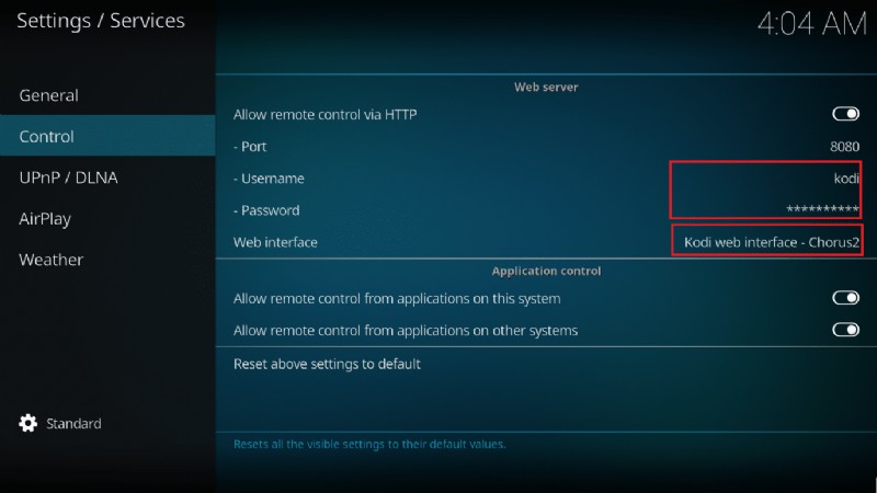 Kodi Web インターフェイスの使用方法 