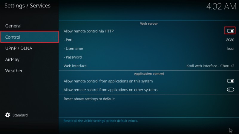 Kodi Web インターフェイスの使用方法 