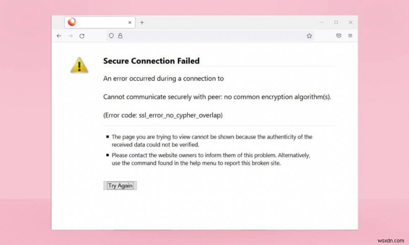 Windows 10 で Firefox SSL_ERROR_NO_CYPHER_OVERLAP を修正 