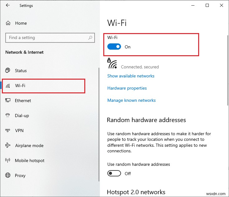 Windows 10でWiFiオプションが表示されない問題を修正 