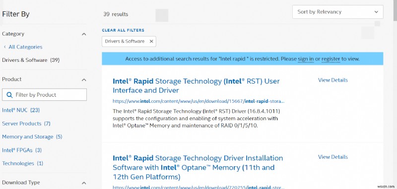 Windows 10 で Intel RST サービスが実行されていない問題を解決する