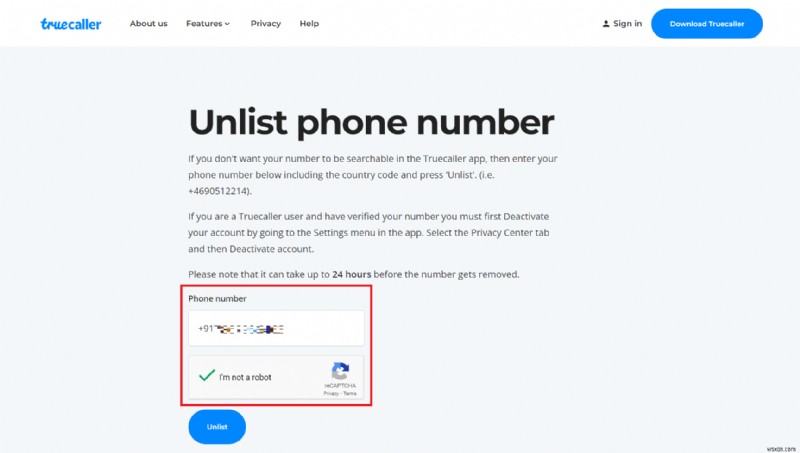 Truecaller から番号を非公開にする方法 