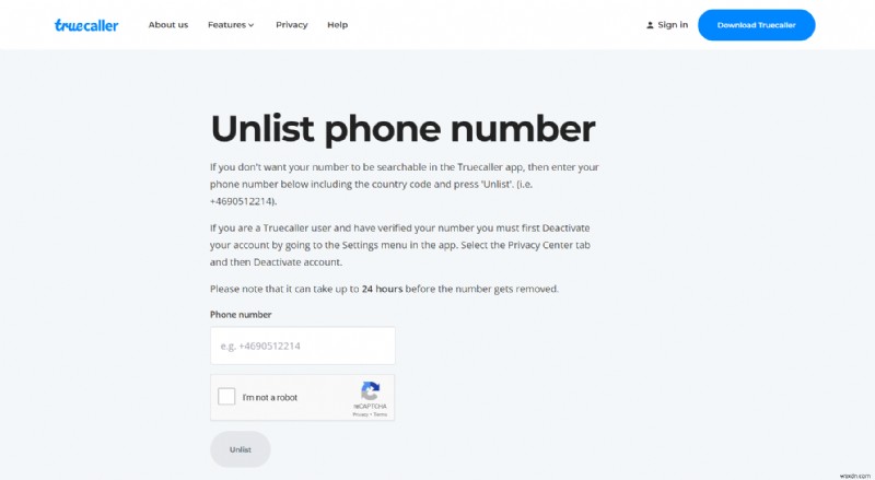 Truecaller から番号を非公開にする方法 