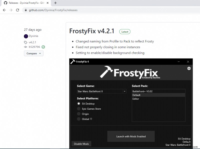 Frosty Mod Manager が Windows 10 でゲームを起動しない問題を修正 