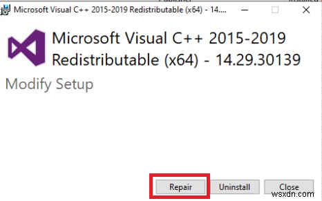 Windows 10 で C++ のランタイム エラーを修正する