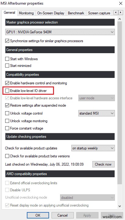MSI Afterburner が Windows 10 で動作しない問題を修正する 14 の方法 