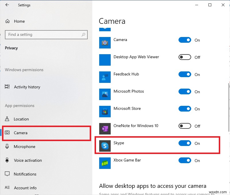 Windows 10でSkypeカメラが機能しない問題を修正 