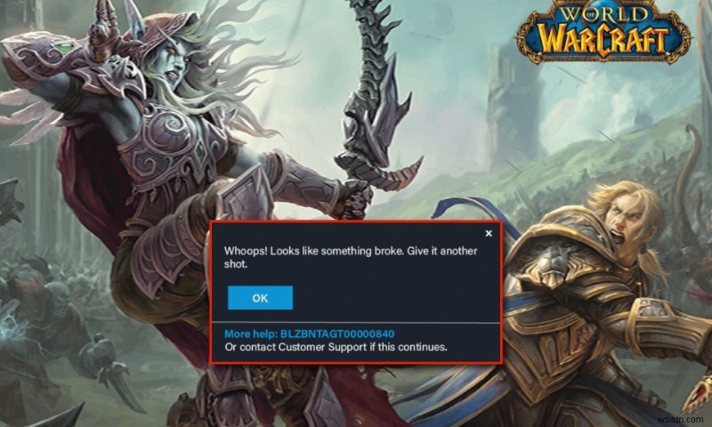 World of Warcraft BLZBNTAGT00000840 エラーを更新できない問題を修正 