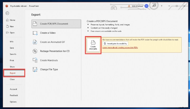 PowerPointがファイルを保存しないというエラーを修正 