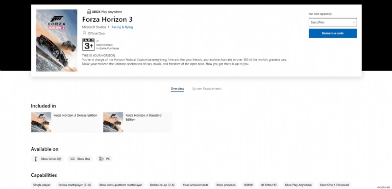 Forza Horizo​​n 3 が起動しない問題を修正 
