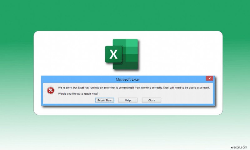 Excel でエラーが発生した問題を修正 