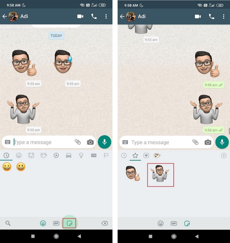 WhatsApp for Android でミー文字ステッカーを使用する方法