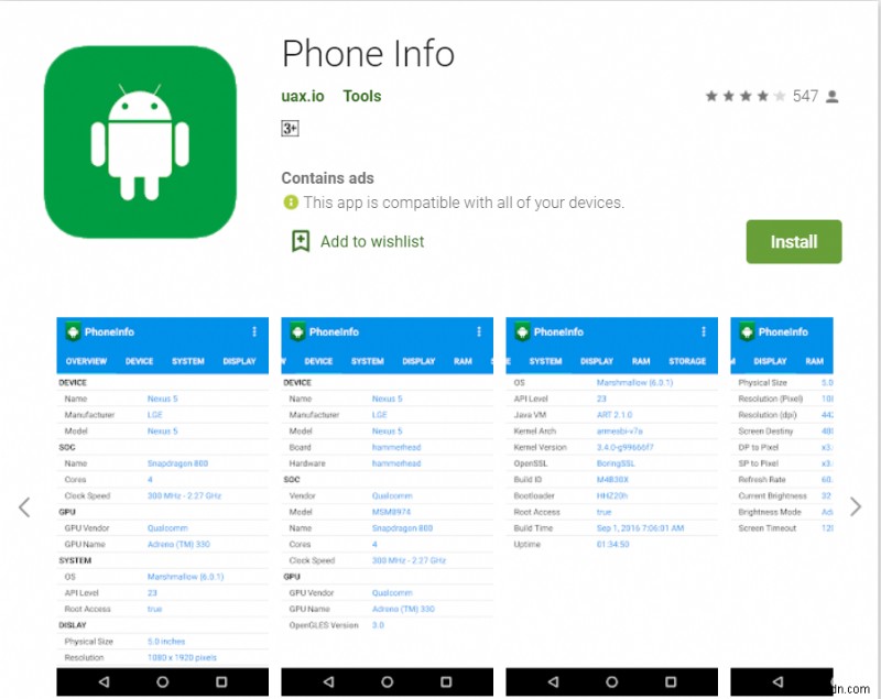 Android スマートフォンのハードウェアをチェックする 15 個のアプリ