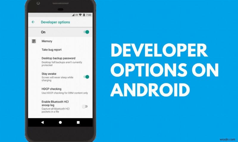 Android Phone の開発者向けオプションを有効または無効にする