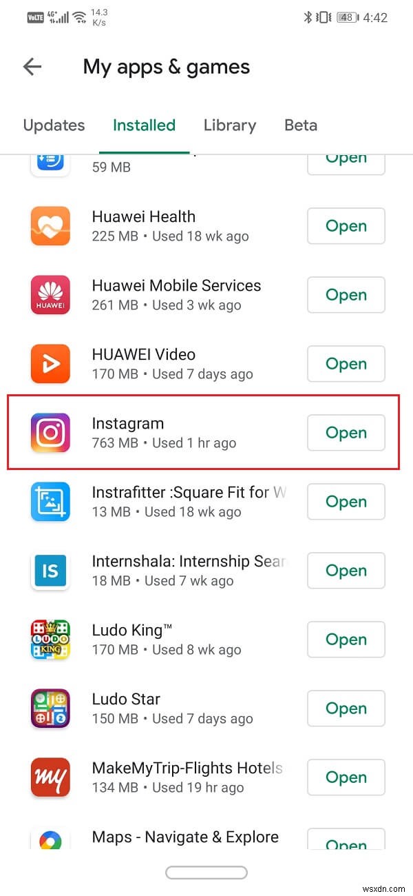 Android で Instagram がフィードを更新できなかったというエラーを修正