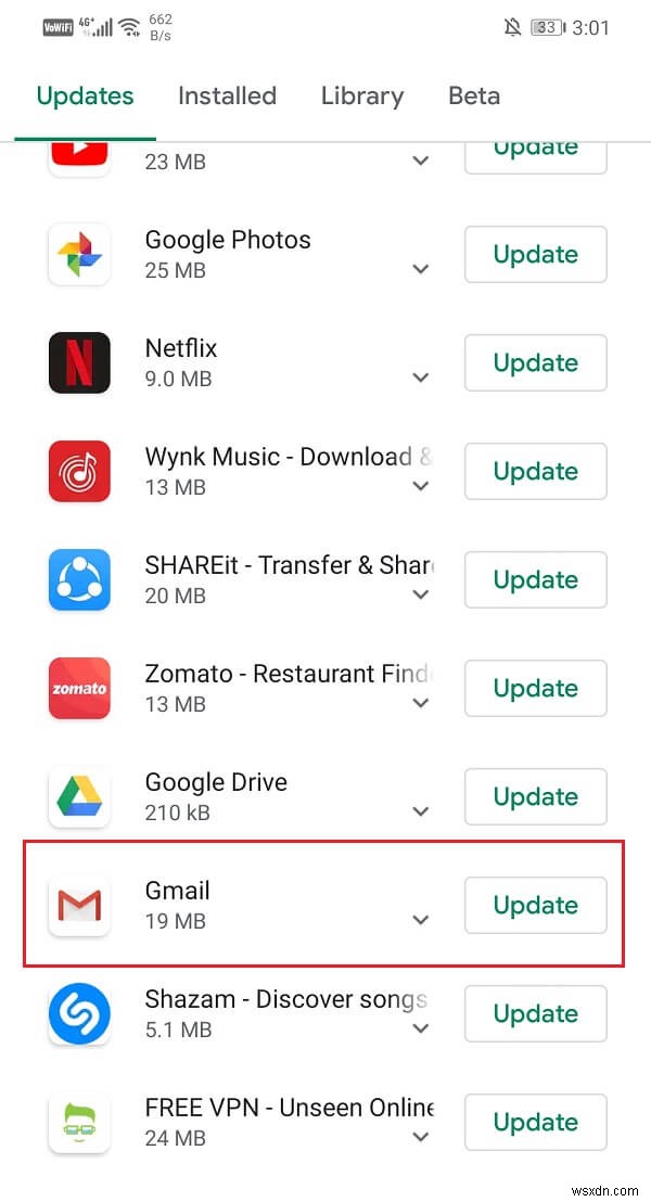 Gmail アプリが Android で動作しない問題を修正