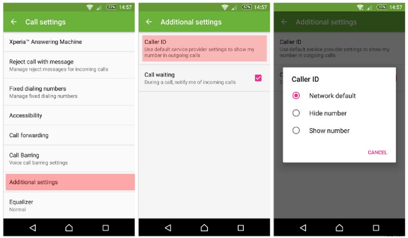 Android の発信者 ID で電話番号を非表示にする方法