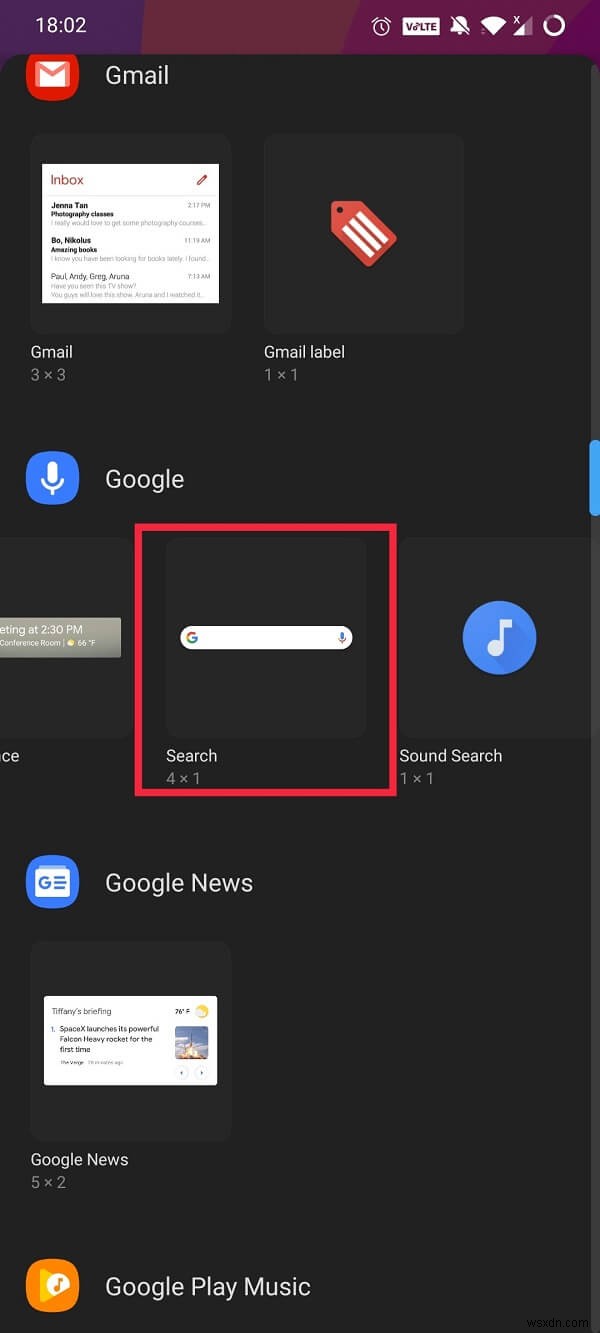 Android ホーム画面に Google 検索バーを戻す方法