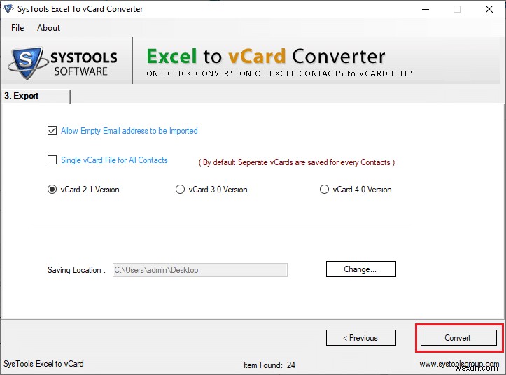 Excel (.xls) ファイルを vCard (.vcf) ファイルに変換する方法