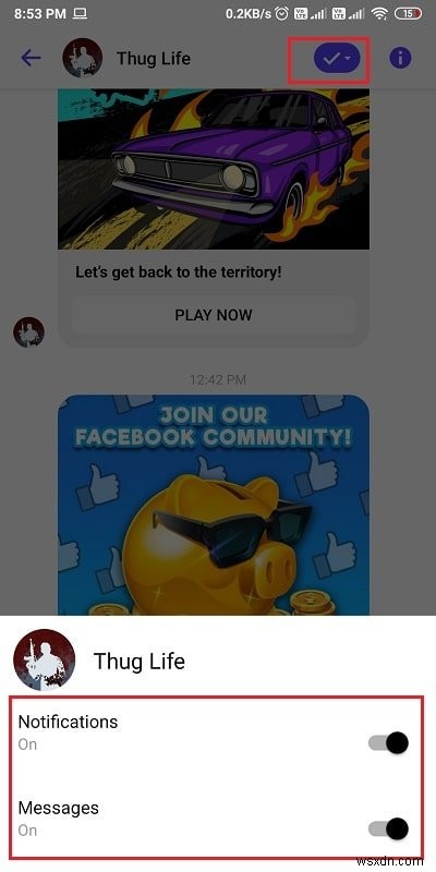 Facebook Messenger から Thug Life ゲームを削除する方法