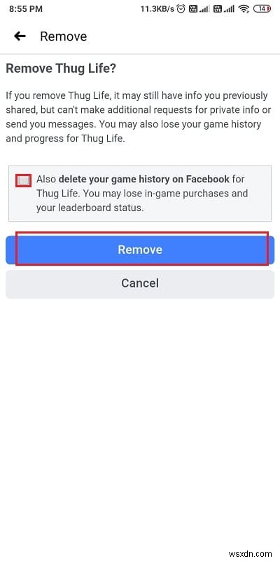 Facebook Messenger から Thug Life ゲームを削除する方法